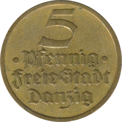 Freie stadt danzig - stadt, pfennig