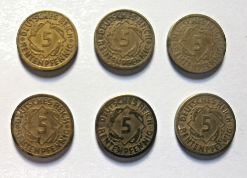 Rentenpfennig 1924 - 6x,